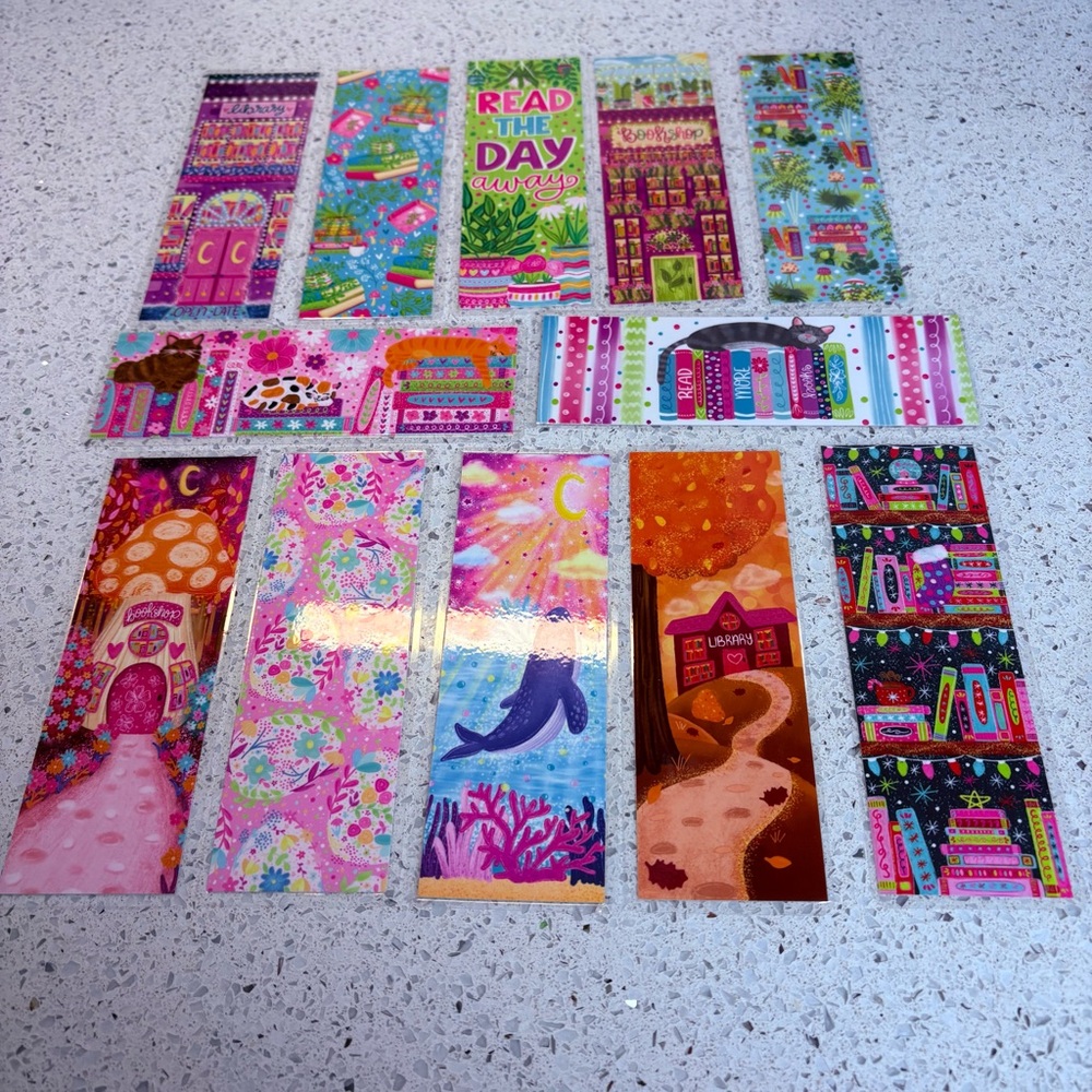 12 Emily Cromwell Designs Colorful Laminated Bookmarks